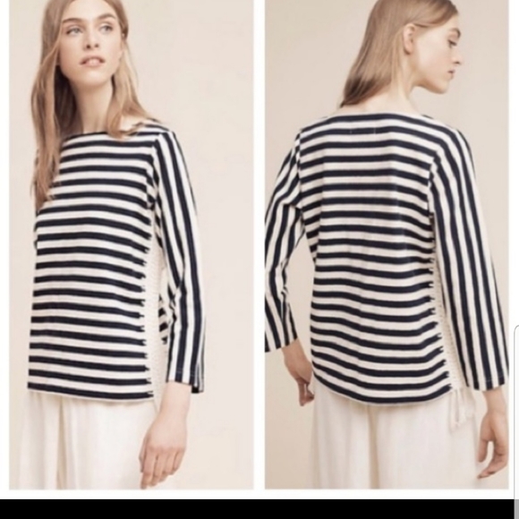 Anthropologie Tops - Anthropologie Pepin Mariner Striped Pullover sweater Top Sz XL